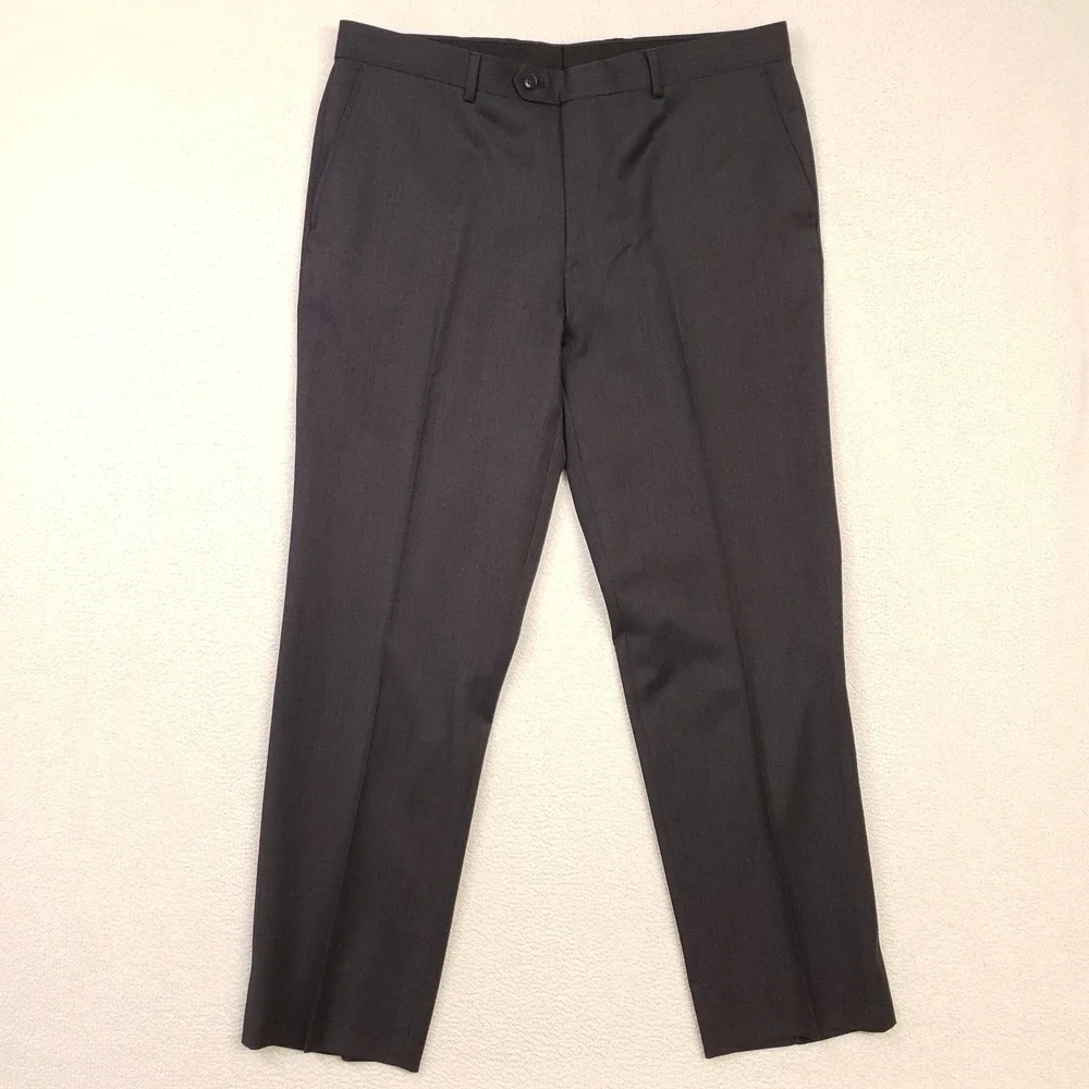 Jos. A. Bank Suit Mens 42R 36W Gray Tailored Fit Executive Wool 2-Piece Set